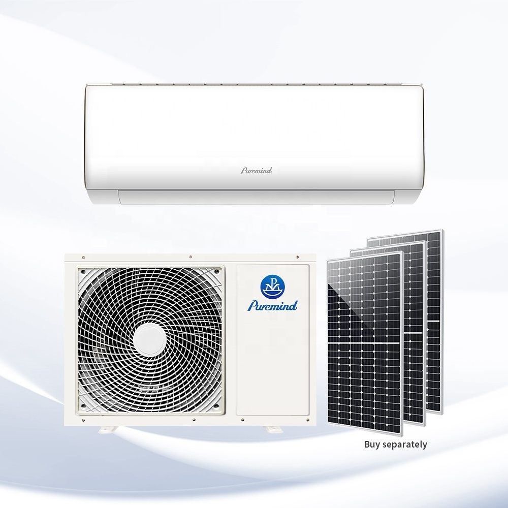 Puremind Solar Air Conditioner 9000Btu 12000Btu AC DC Hybrid Off Grid Solar Powered Air Conditioning System R32 R410a Wifi