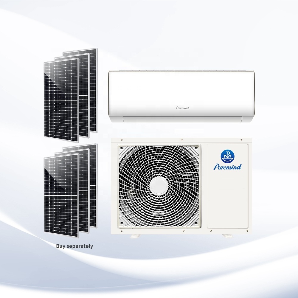 Puremind Solar AC DC Hybrid Air Conditioner Wall Mounted R32 R410a DC 48V 9000Btu Mini Split Air Conditioners Wifi