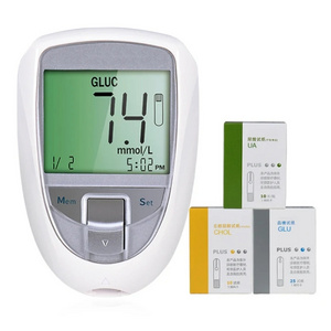 3 in 1 glucose blood sugar Cholesterol uric acid test strip multi-monitoting meter glucometer test strips