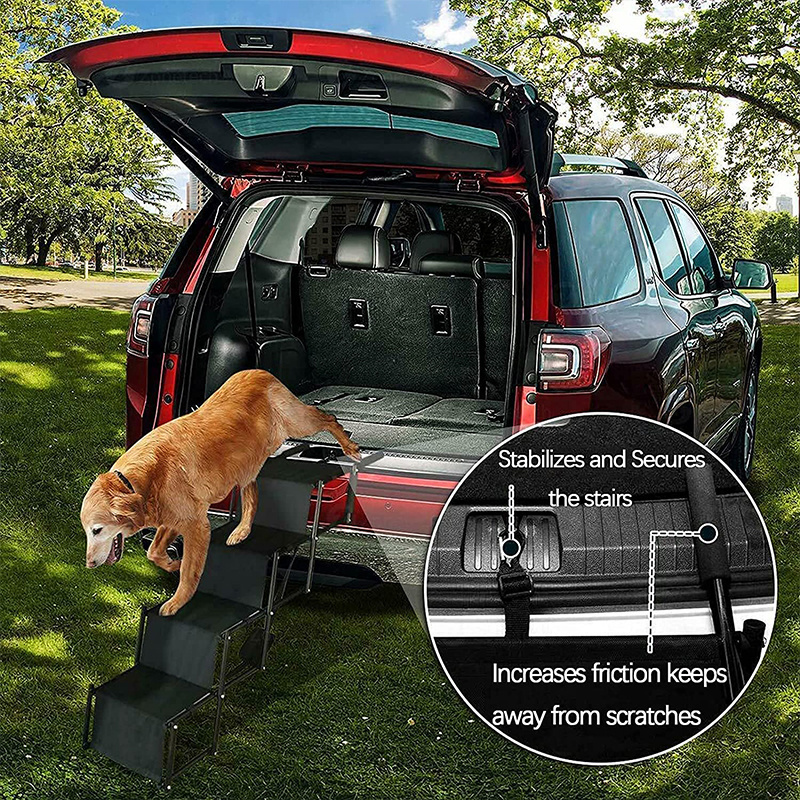 Portable Foldable 4 Step LightWeight Steel Frame Folding Non-Slip Four Floors Pet Dog Car Stairs For Dog