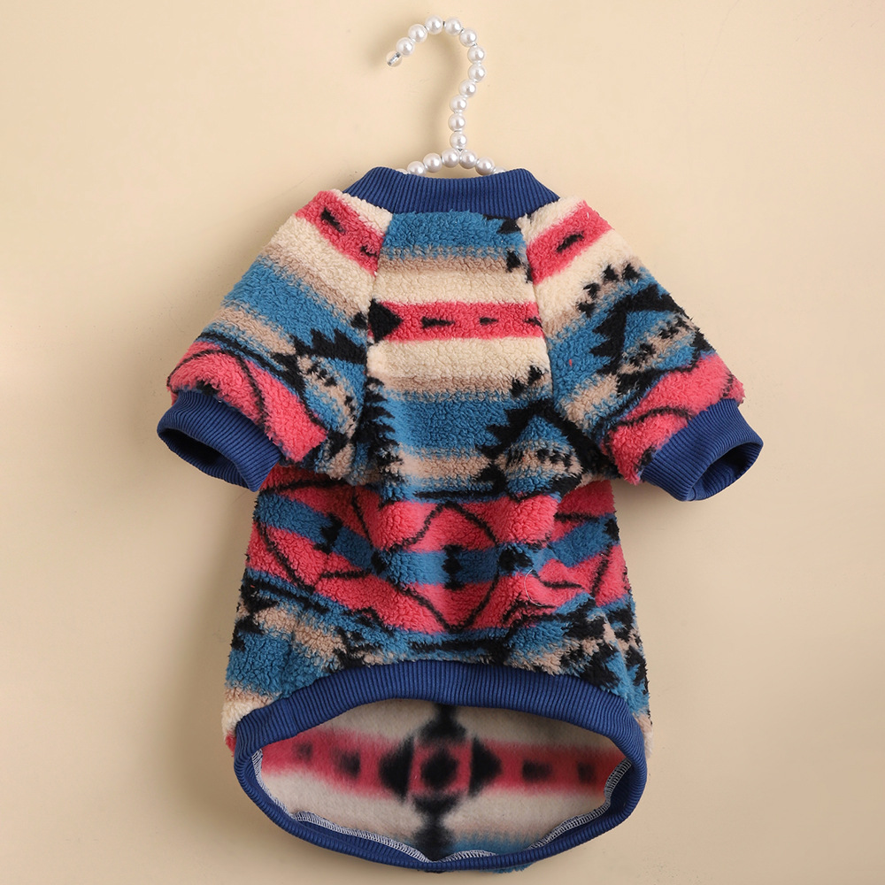 Dog clothes, autumn and winter ins style cat clothes, cute striped plush pet sweatshirts