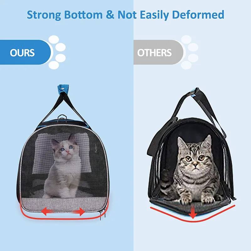 Portable Cat Carrier Soft Sided Airline Approved Foldable Dog Carrier Bag Pet Travel Carrier for Large Cats 20 lbs