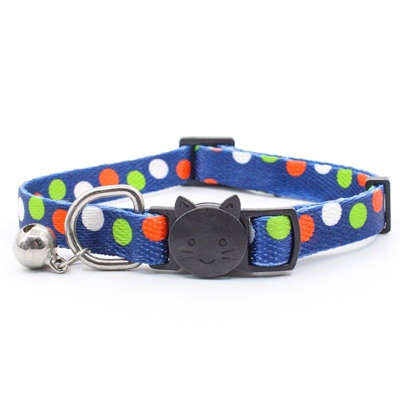 New Arrival Print Flower Dog Leashes Safety Buckle Polyester Nylon Breakaway Cat Collar with Bell Custom Cat Collar