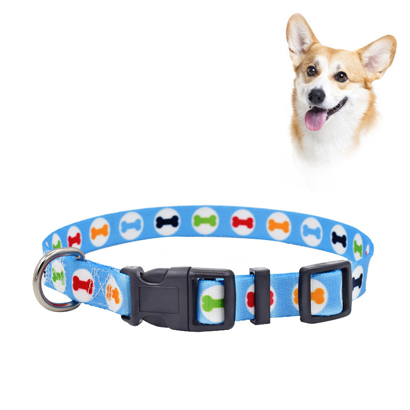 New Arrival Print Flower Dog Leashes Safety Buckle Polyester Nylon Breakaway Cat Collar with Bell Custom Cat Collar