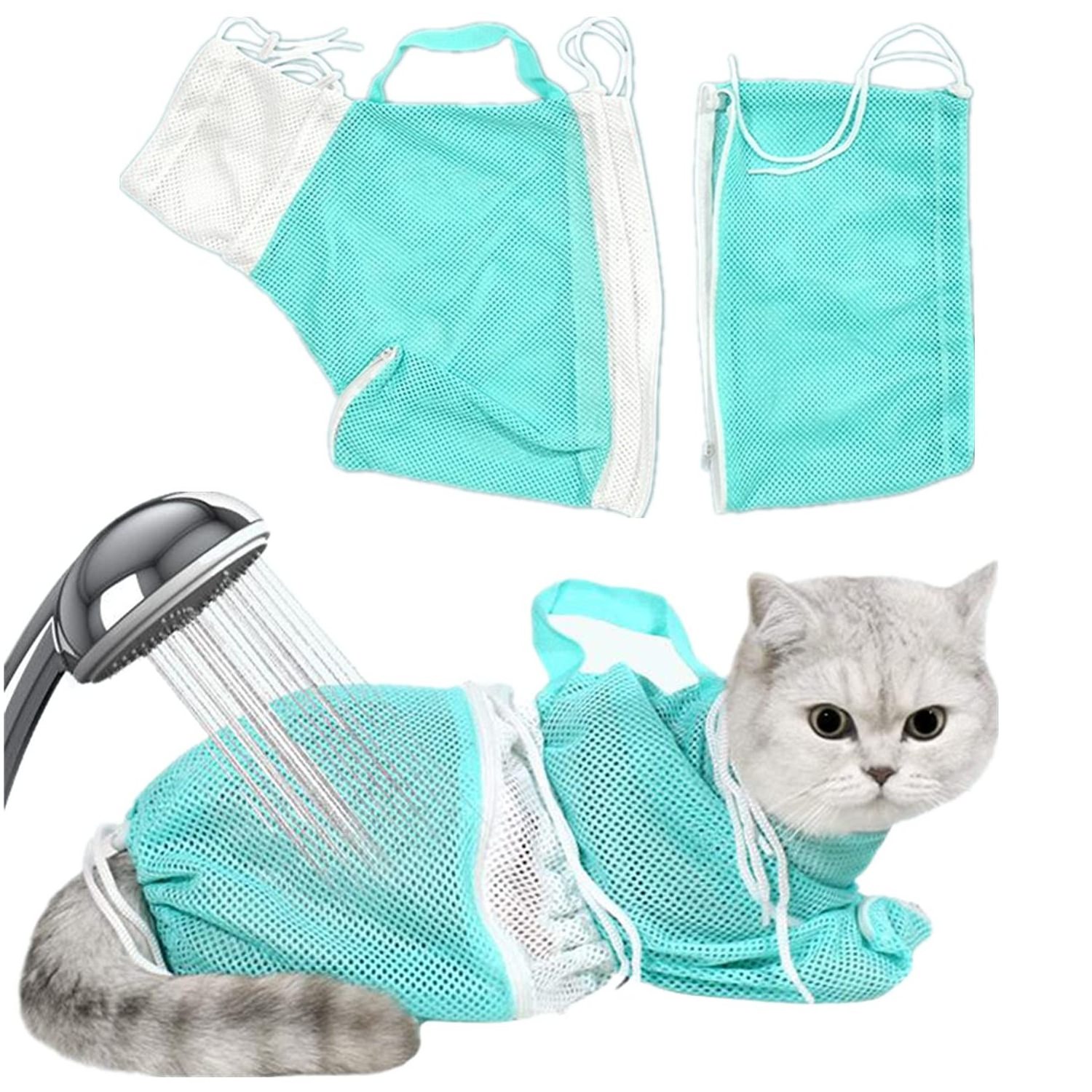 Restraint Bag Prevents Cats Scratching Mesh Comfort Cat Washing Shower Bathing Bag