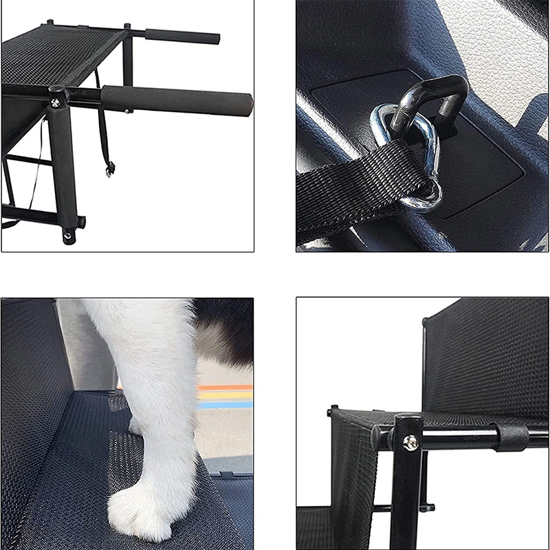 Portable Foldable 4 Step LightWeight Steel Frame Folding Non-Slip Four Floors Pet Dog Car Stairs For Dog