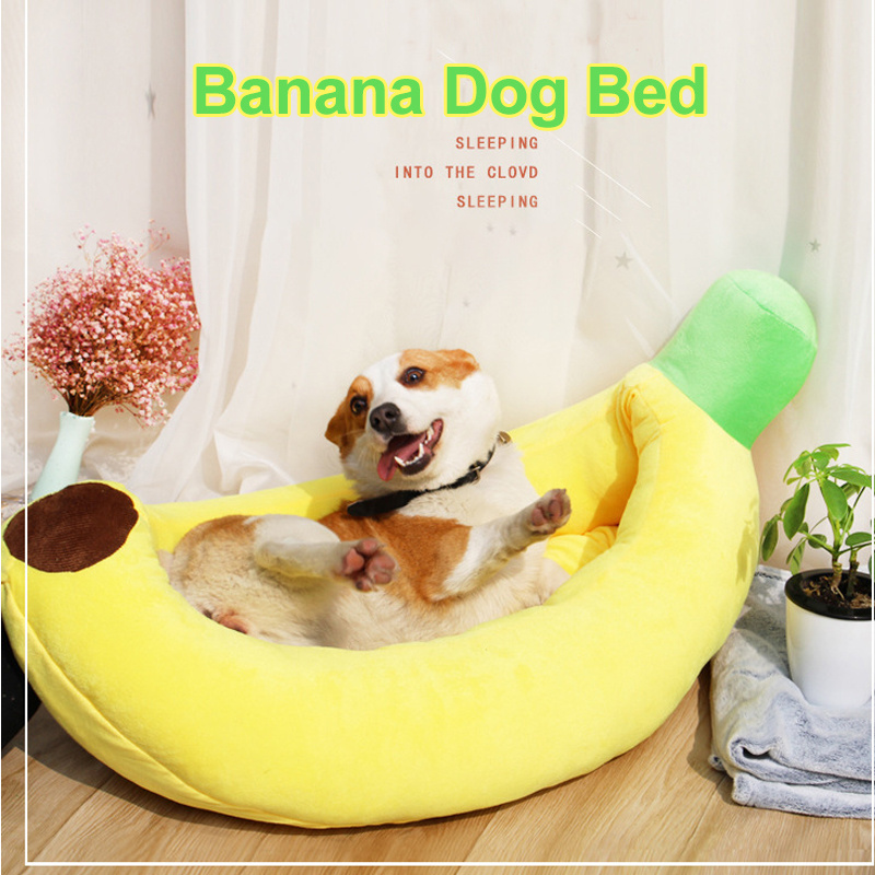 Wholesale custom OEM banana design cat litter bed house soft cotton indoor sleeping luxury soft banana pet dog bed