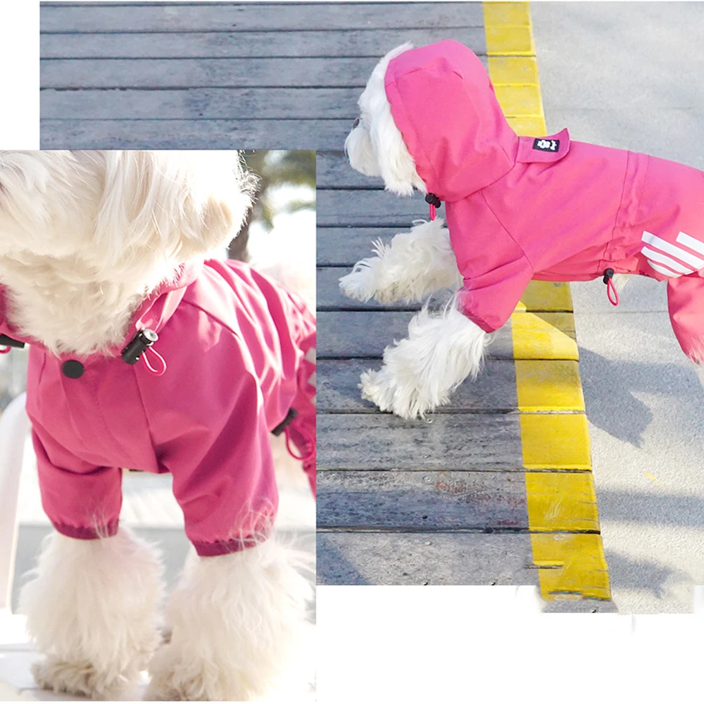 Dog raincoat all-inclusive four-legged waterproof poncho Teddy Pomeranian rainy day pet clothes small and medium