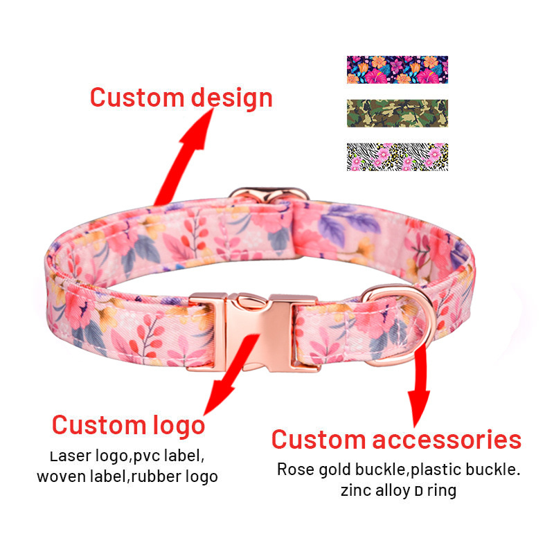 Popular Luxury Designer Custom Logo Dog Collar Metal Buckle Hardware Personalized Sublimation Gold Pet Dog Collar Manufacturer