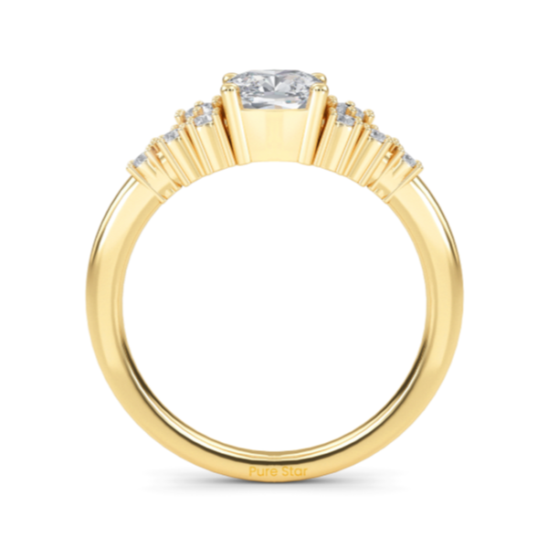 Lainey IGI Lab Grown Brilliant Cut Diamond  Engagement Ring Hidden Halo Yellow Gold Cushion Cut Diamond Engagement Ring