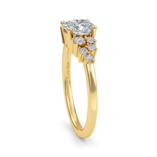 Lainey IGI Lab Grown Brilliant Cut Diamond  Engagement Ring Hidden Halo Yellow Gold Cushion Cut Diamond Engagement Ring