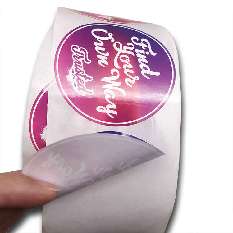 Custom Logo Sticker Label Printing Waterproof Roll Synthetic Paper Adhesive Round Logo Sticker