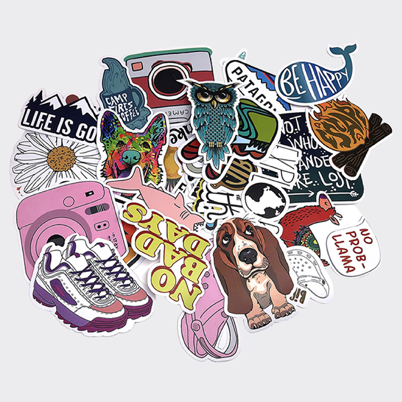 Low Moq Waterproof Adhesive Cute Cartoon Logo Sticker in Bulk Custom Printed Die Cut Stickers Pack