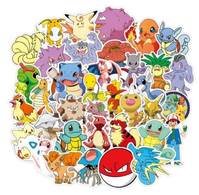 50pcs Waterproof Vinyl Sticker Wall Decals Room Decorations Cartoon Anime Stickers Pokemoned Stickers