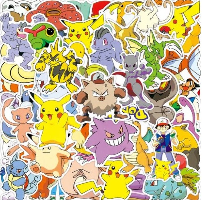 50pcs Waterproof Vinyl Sticker Wall Decals Room Decorations Cartoon Anime Stickers Pokemoned Stickers