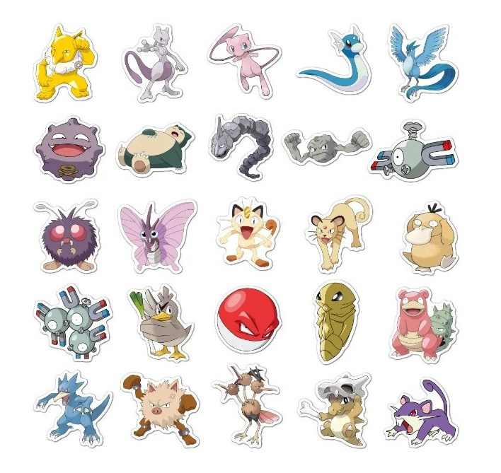 50pcs Waterproof Vinyl Sticker Wall Decals Room Decorations Cartoon Anime Stickers Pokemoned Stickers