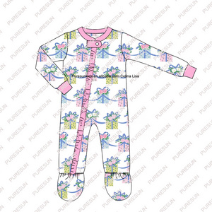 100% bamboo cotton  baby cloth newborn birthday gift print pajamas soft footed baby girl romper for 0-3 years old