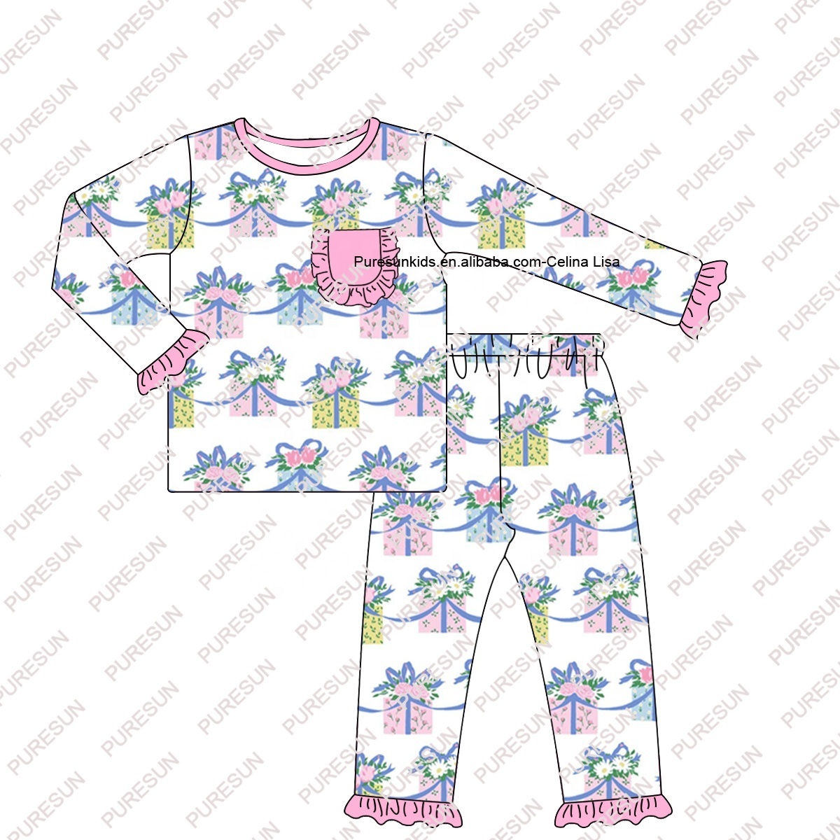 100% bamboo cotton  baby cloth newborn birthday gift print pajamas soft footed baby girl romper for 0-3 years old