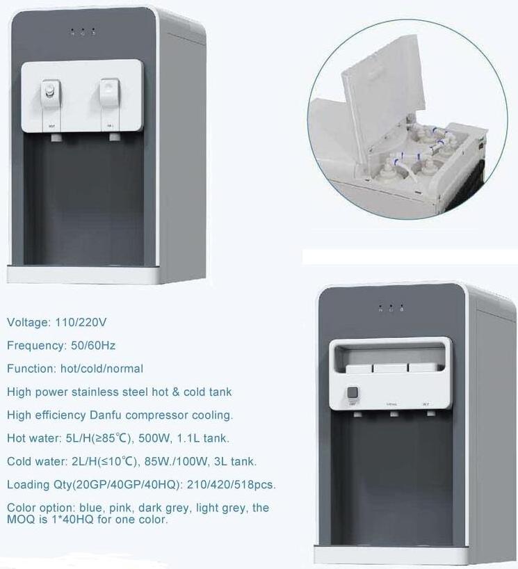 hot and cold tankless elegant three taps water dispenser