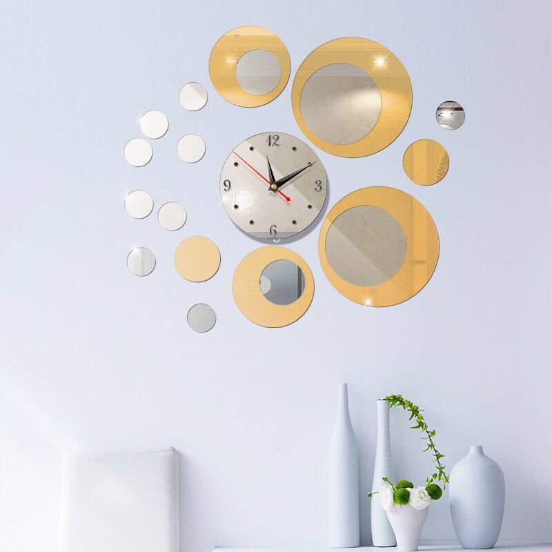 Hot selling 3D Frameless Large Home Decorative Modern Luxury Cheap DIY Mirror Acrylic Digital Wall Clock