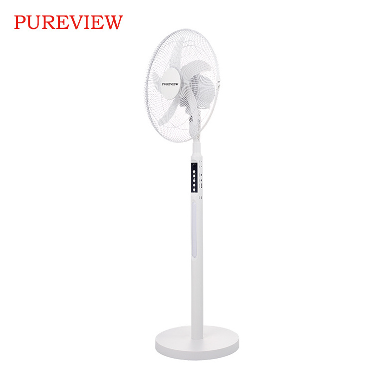 Spot Wholesale 14 inch LiFePO4 charging electric stand fan with power bank function portable solar rechargeable fan