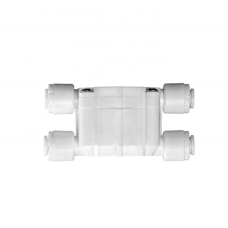 1/4 Inch Push Fit 4 Way Automatic Shut-Off Valve with Quick-Connect Fittings for Water Purifier Reverse Osmosis System