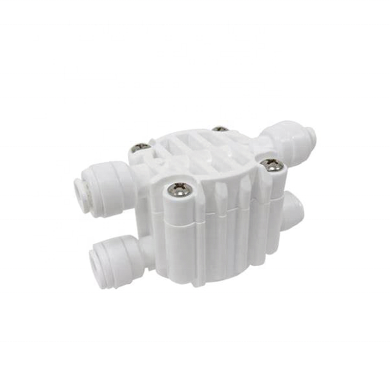 1/4 Inch Push Fit 4 Way Automatic Shut-Off Valve with Quick-Connect Fittings for Water Purifier Reverse Osmosis System