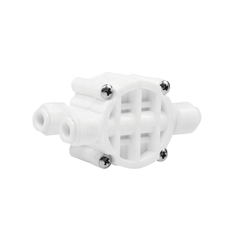 1/4 Inch Push Fit 4 Way Automatic Shut-Off Valve with Quick-Connect Fittings for Water Purifier Reverse Osmosis System