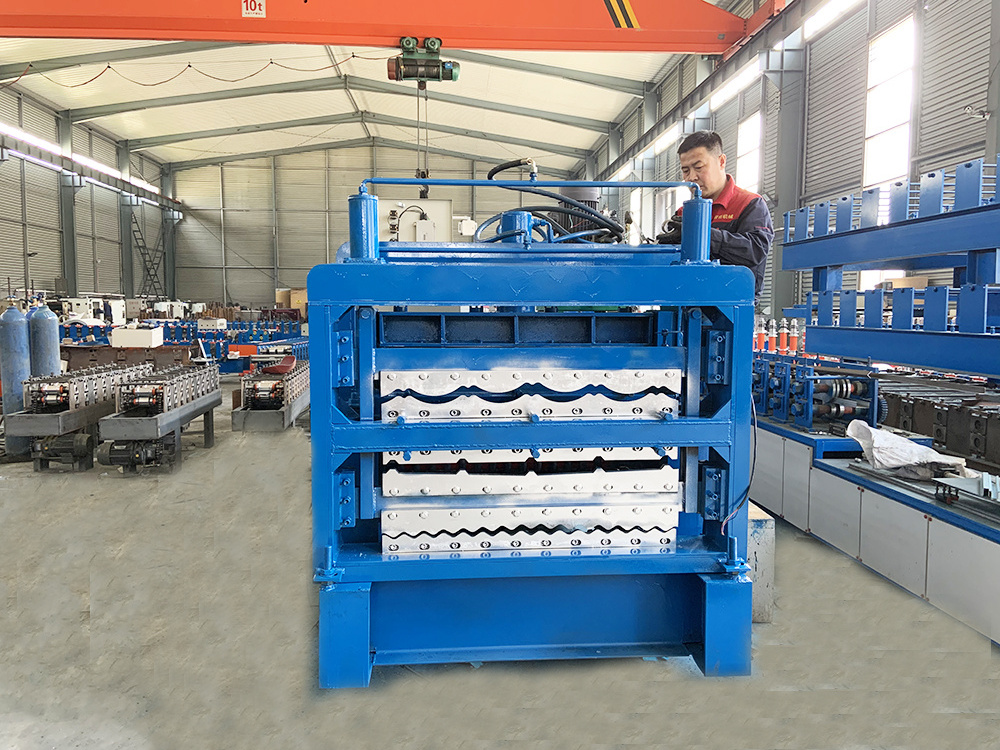 3 in 1 Three layer roof slate metal tile making machine trapezoidal corrugated ibr sheet roof roll forming machine