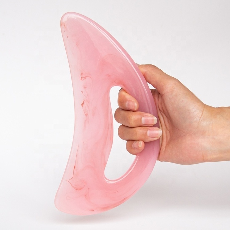 Gloway Pink Resin Lymphatic Drainage Massager Muscle Scraping Massage Tools Handle Large Body Gua Sha For Women and Men