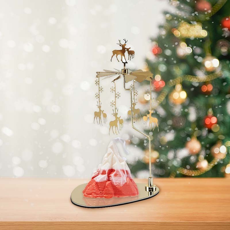 Room Decoration Christmas Gifts Triangular tray Rotating Carousel Candle Spinner Fairy Aromatherapy Wind Chime Candle Holder