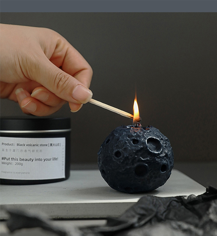 Decorative Moon Shape Candle Creative Home Bedroom Decor High-class Essential Oil Paraffin Black Wax Scented Candle