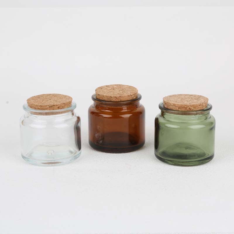 DIY Heat Resistant Amber Green Clear 4Oz 100Ml Candle Vessel Container Empty Glass Candle Jar With Cork Lid