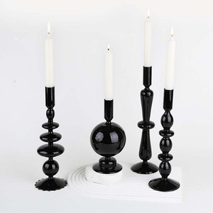 Nordic Candlestick Black 4Pcs Set Candle Stick Candle Holder Glass Candle Holders For Table Centerpiece