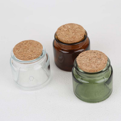 DIY Heat Resistant Amber Green Clear 4Oz 100Ml Candle Vessel Container Empty Glass Candle Jar With Cork Lid