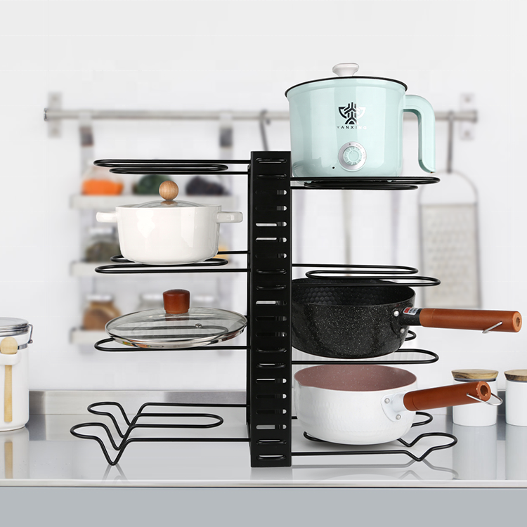 Gloway 8 Tiers Adjustable Pot Holder Storage Rack 3 DIY Methods Iron Kitchen Organizer Kitchen Pot And Pan Organizer For Cabinet