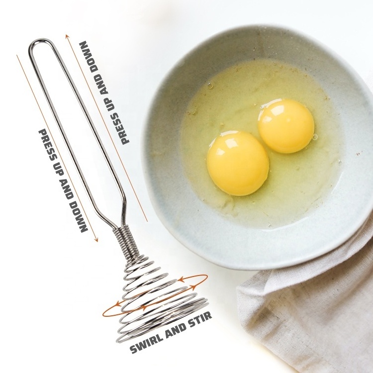 Kitchen Tool Accessories Handheld Stainless Steel Cream Egg Beater Spring Coil Egg Whisk For Mixing Blending Beating Stirring