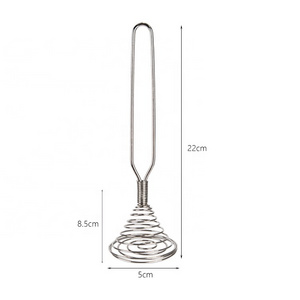 Kitchen Tool Accessories Handheld Stainless Steel Cream Egg Beater Spring Coil Egg Whisk For Mixing Blending Beating Stirring