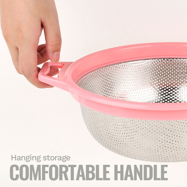 Gloway 21~30cm Kitchen Vegetable And Fruit Washing Basket Spaghetti Rice Mesh Stainless Steel Colander Pasta Strainer W/ Handle