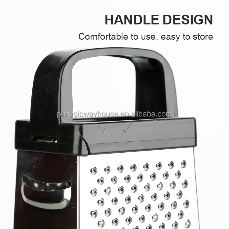 Gloway Hot Selling Multi-Functional Handle 4 Sides Vegetable Box Grater Stainless Steel Cheese Grater For Kitchen