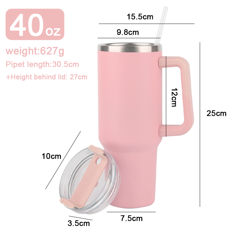 Custom Double Wall Vacuum Adventure Quencher Outdoor Travel Cup Blank Sublimation 40oz Stainless Steel Tumbler With Handle