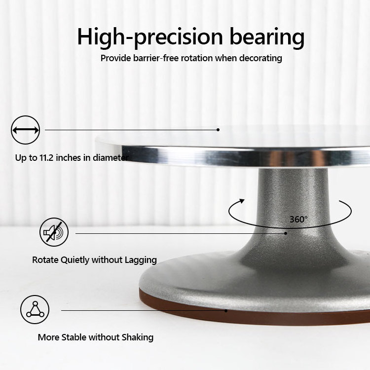 Cake Decorating Baking Tools Displaying Stand Rotated 12 Inch Plastic Aluminum Glass Cake Stand Cake Turntable