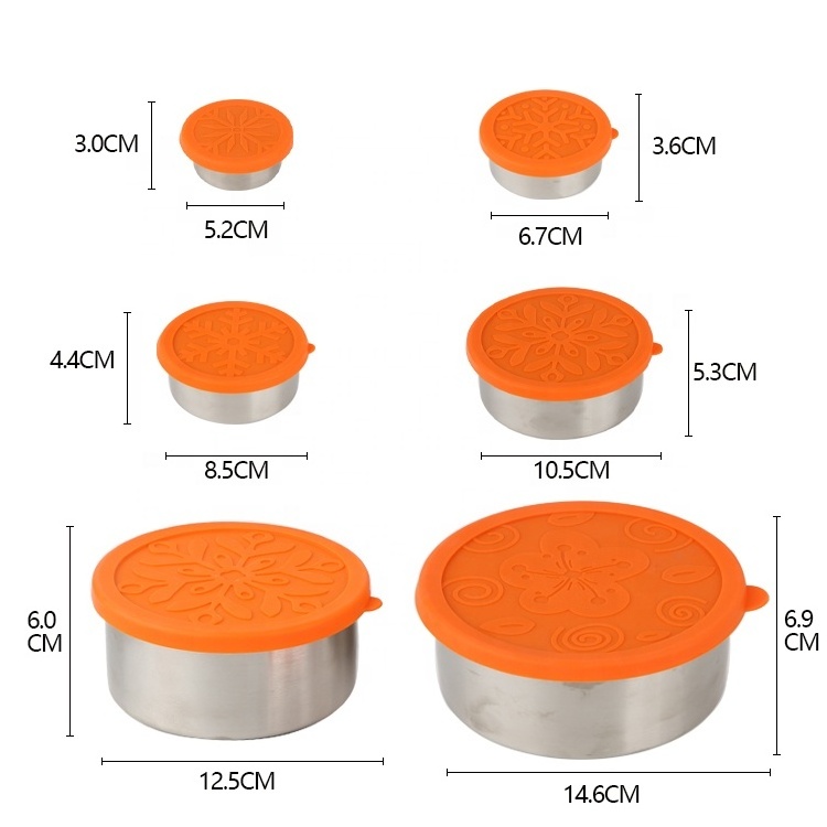 Gloway Manufacturer Oem Stackable Leakproof Mini Snack Containers Stainless Steel Food Container Lunch Box With Silicone Lids