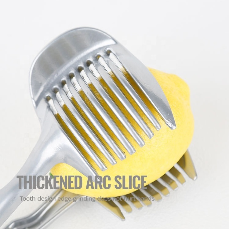 Aluminum Alloy Multi-Functional Thicken Kitchen Cutting Aid Tool Round Fruit Tong Fruit Cutting Tools Tomato Lemon Slicer Holder