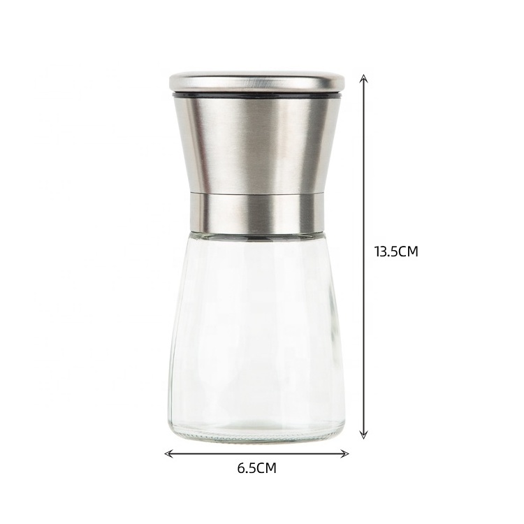 Gloway Ceramic Blades And Adjustable Coarseness Glass Spice Mill Stainless Steel Pepper Grinder Salt Shaker Salt And Pepper Mill