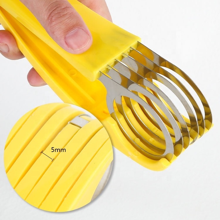 Gloway Manufacturer Kitchen Tools Plastic Stainless Steel Fruit and Vegetable Salad Peeler Cutter Hand-held Banana Slicer Cutter