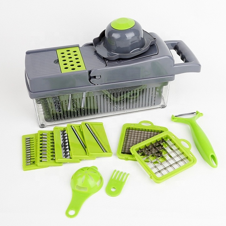 Gloway Quick Delivery 14 In 1 Kitchen Vegetable Slicer Chopper Potato Cutter Grinder Cutting Tool Fruit And Vegetable Chopper