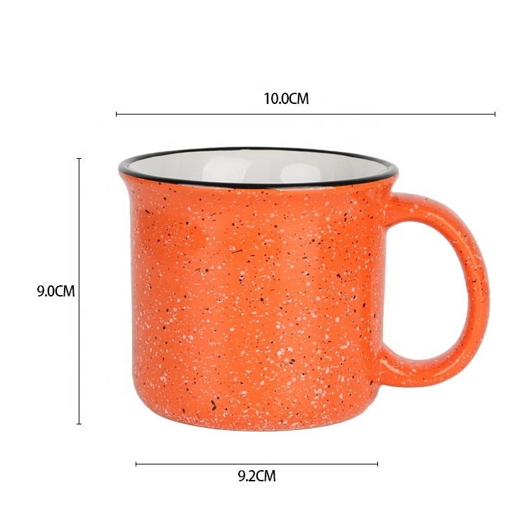 Gloway Custom Manufacturer Sample Provided Promo Items & Business 450ml Speckled Imitation Enamel Mug Cup Campfire Stoneware Mug