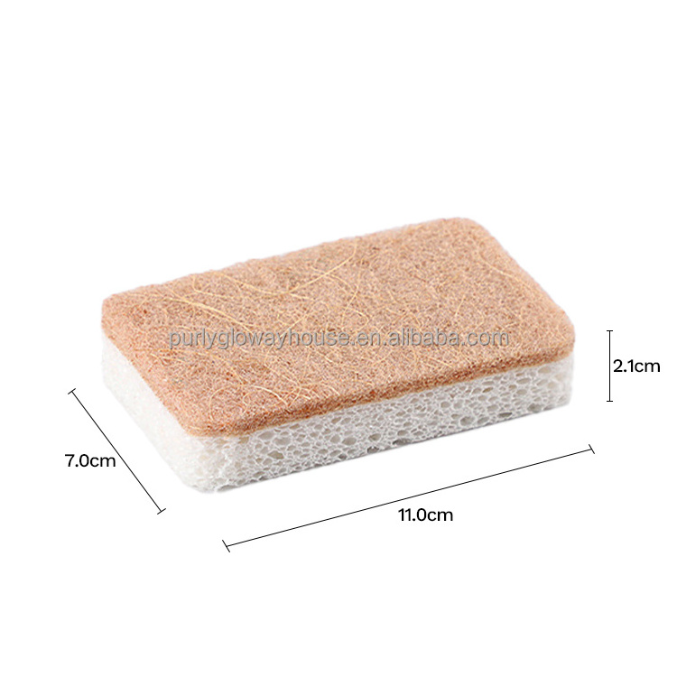 Gloway Eco Friendly Natural Wooden Cellulose Sponge Scrub Biodegradable Sisal Dish Washing Sponge For Kitchen Cleaning