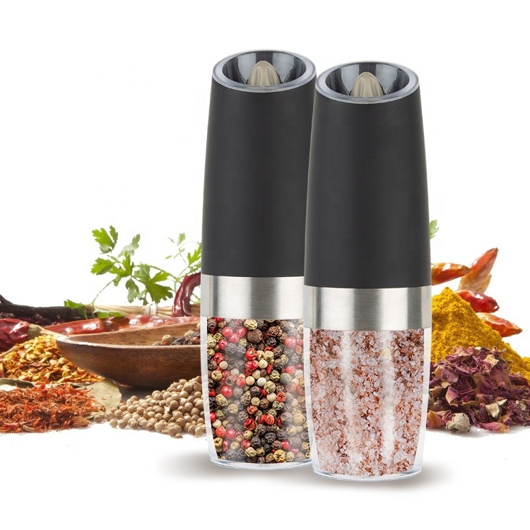 Gloway LED Blue Light Automatic Battery Powered Electric Pepper Mill Salt And Pepper Shakers Grinder With Adjustable Coarseness